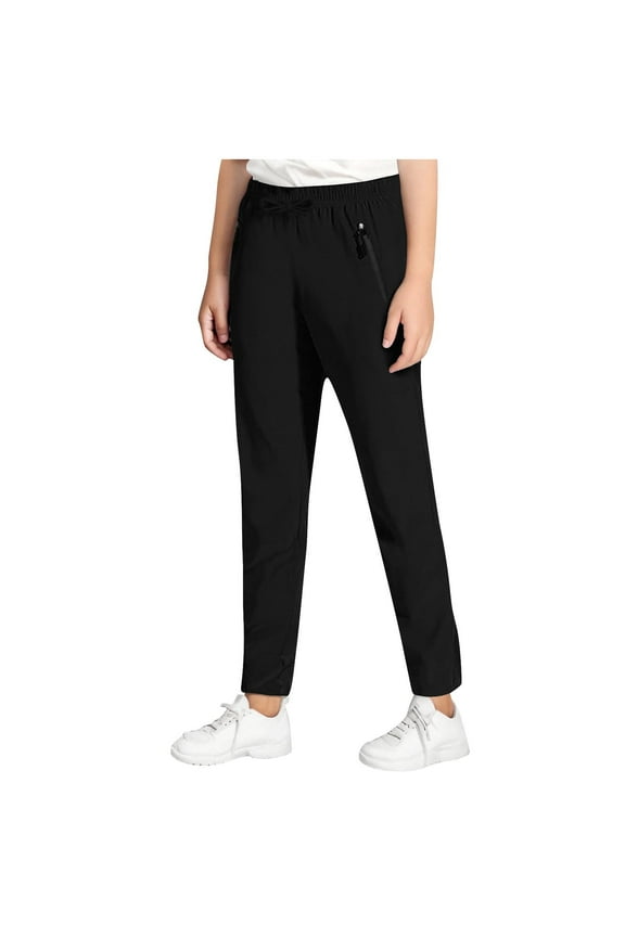 Boys Athletic Pants with Zipper Pockets Water Resistant Quick Dry Outdoor Hiking Pants Lightweight Jogger Pants