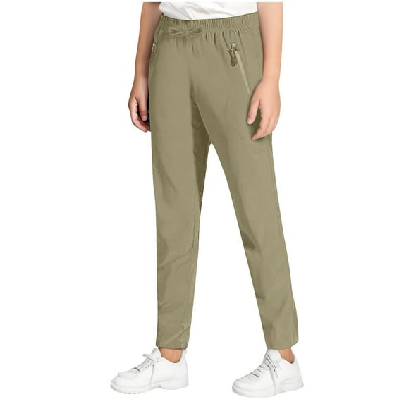 AIEOTT Boys Athletic Pants with Zipper Pockets Water Resistant Quick Dry Outdoor Hiking Pants Lightweight Jogger Pants