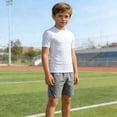 thumbnail image 1 of Boys Athletic Performance Compression Shirt Wicking Breathable Top For Youth Sports Training Activities T-Shirts Kids Short Sleeve Crewneck Solid Basic Tees Casual Tops, 1 of 3