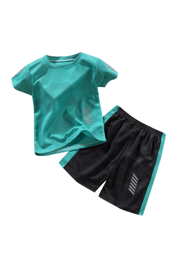 Boys Athletic Performance Set Quick Drying Basketball Tank Top And Mesh Shorts Two Piece Outfit Unisex Set Pants Top Home Casual Lightweight Clothes Set Pull On Outfits Suit