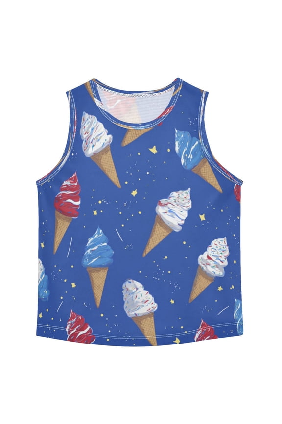 Boys Athletic Quick Dry Tank Tops Boys' Sleeveless T-Shirts Kids Running Vest Ice Cream Cones and Shooting Stars 6T