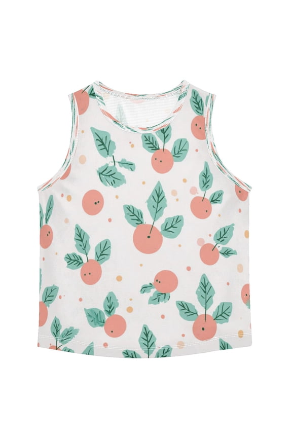 Boys Athletic Quick Dry Tank Tops Boys' Sleeveless T-Shirts Kids Running Vest Peach Holly Leaves and Berries small
