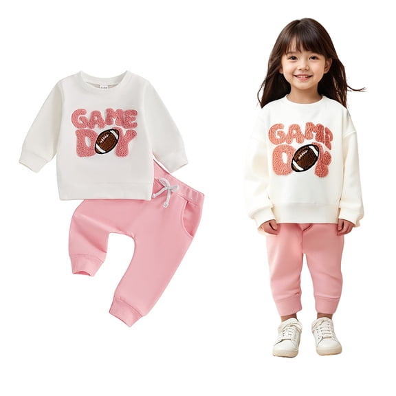 Boys Athletic Sets Long Sleeve Solid Crewneck Printed Casual Sweatsuits Pullover and Active Jogger Pants 2 Pcs Fall Clothes Girls Size 0-6 Months Clothes Boys Girls Fashion