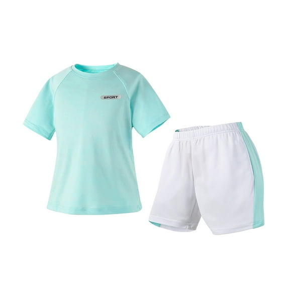 Boys Athletic Short Set Kids Girl Quick Dry Lightweight Short Sleeve T Shirt Elastic Waist Short Summer Active Outfit