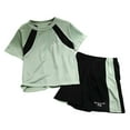thumbnail image 1 of Boys Athletic Short Sets Quick Dry 2 Piece T-Shirt and Shorts for Kids Loose Summer Outfit Sets Light Green 5-6 Years, 1 of 3