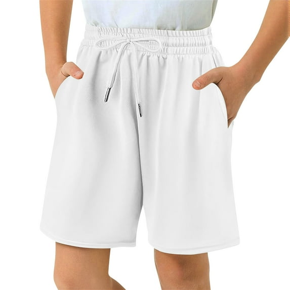 Boys Athletic Shorts 8-9 Years Shorts for Boys with Pockets Loose Short Boy Cargo Shorts for Boys Boy Cargo Shorts Size 14-16 School Kids Twill White