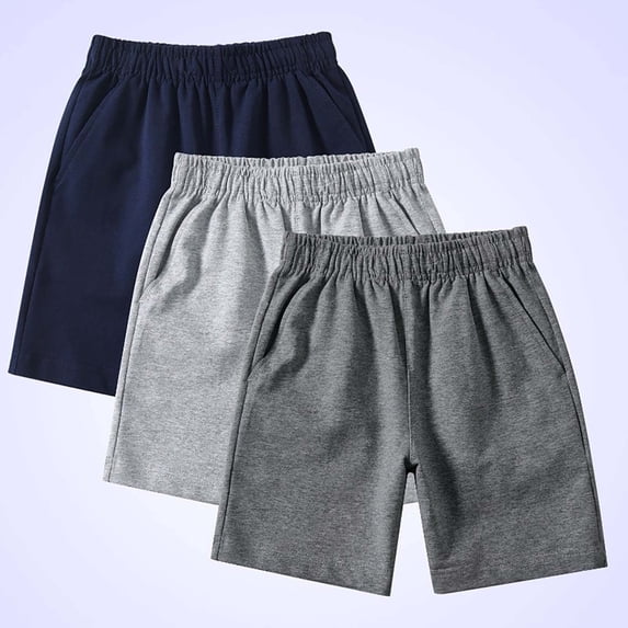 Boys Athletic Shorts Boys 5 Inch Casual Running Gym Breathable Elastic Waist Kids Activewear Grey 4-5 Years