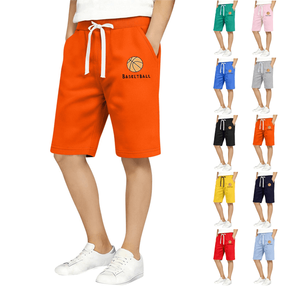 Boys Athletic Shorts Drawstring Elastic Waist Basketball Printed Breathable Soft Summer Play Gym Workout Shorts,Sizes 1-12