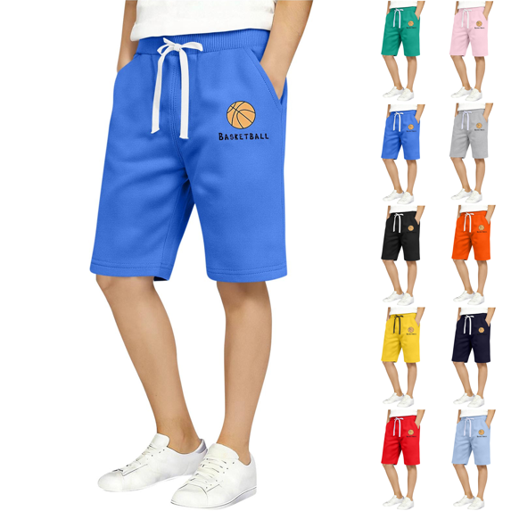 Boys Athletic Shorts Drawstring Elastic Waist Basketball Printed Breathable Soft Summer Play Gym Workout Shorts,Sizes 1-12