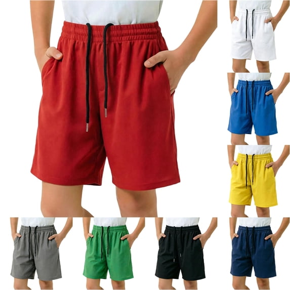 Boys Athletic Shorts Elastic Waistband Breathable Mesh Running Gym Basketball Workout Shorts Kids Summer Casual Shorts