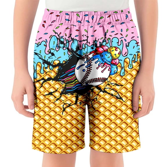 Boys Athletic Shorts Ice Cream Kids Baseball Shatters Ice Cream Basketball Shorts Mesh Breathable Shorts Pink 11 Y-12 Y