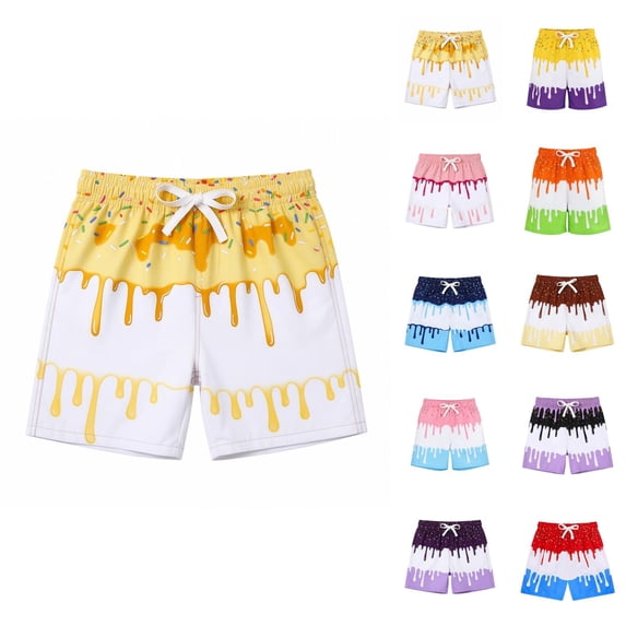 Boys Athletic Shorts Ice Cream Print Breathable Casual Summer Beach Outdoor Play Shorts for Boys
