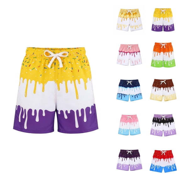 Boys Athletic Shorts Ice Cream Print Breathable Casual Summer Beach Outdoor Play Shorts for Boys