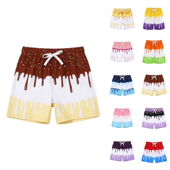 Boys Athletic Shorts Ice Cream Print Breathable Casual Summer Beach Outdoor Play Shorts for Boys