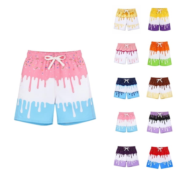 Boys Athletic Shorts Ice Cream Print Breathable Casual Summer Beach Outdoor Play Shorts for Boys