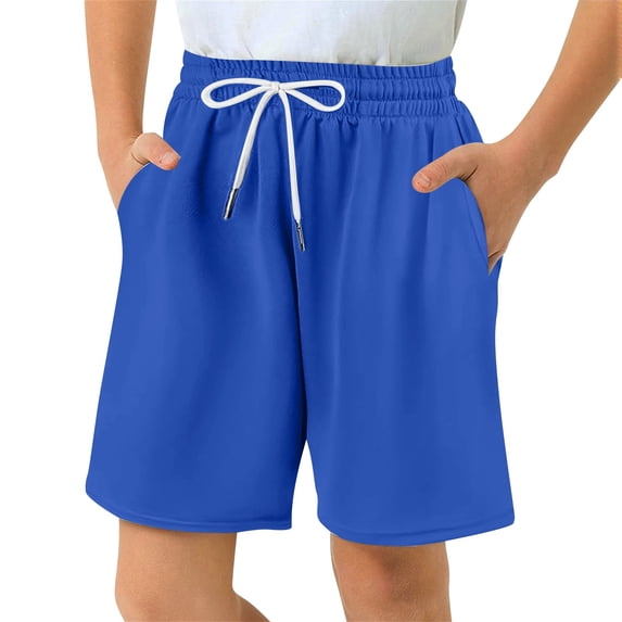 Boys Athletic Shorts Kids Mesh Basketball Soccer Short with Pockets, Elastic Drawstring Waist Loose Fit Quick Dry Breathable Sports Shorts for School Training Running Outdoor Play