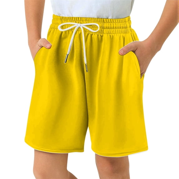 Boys Athletic Shorts Kids Mesh Basketball Soccer Short with Pockets, Elastic Drawstring Waist Loose Fit Quick Dry Breathable Sports Shorts for School Training Running Outdoor Play