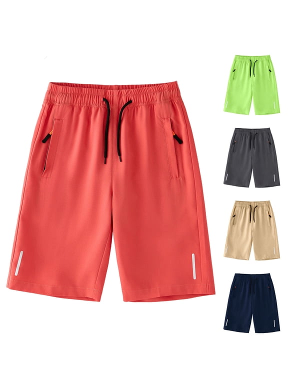 Boys Athletic Shorts Kids Quick Dry Side Slit Basketball Gym Shorts with Pockets 3-15 Years Black 3-4Years