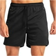 thumbnail image 1 of Boys Athletic Shorts Men's Solid Color Sports Fitness Training Breathable Holiday Mesh Beach Shorts Zipper Pockets Cropped Pants Mens Casual Pants, 1 of 4