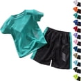 thumbnail image 1 of Boys Athletic Shorts Set 2 Piece Summer Clothes Outfit with Graphic Tee and Boys Basketball Shorts for Active Kids Casual Sports Suit, 1 of 6