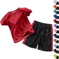 thumbnail image 1 of Boys Athletic Shorts Set 2 Piece Summer Clothes Outfit with Graphic Tee and Boys Basketball Shorts for Active Kids Casual Sports Suit, 1 of 6