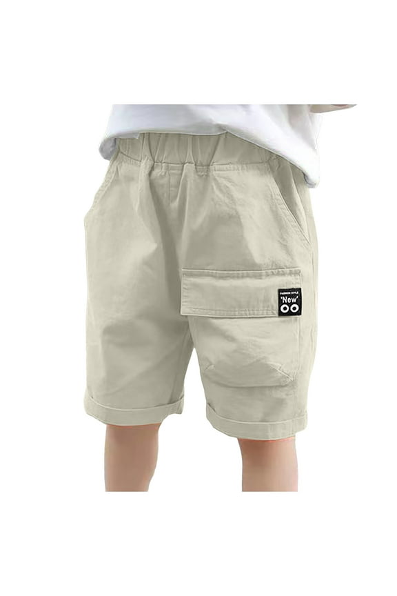 Boys Athletic Shorts Size 14-16 Boy's Baggy Cargo Shorts Straight Leg Cool Shorts Flap Pocket Letter Patched Short Boys School Uniform Shorts with Pockets Jogger Summer Cargo Short for Kids