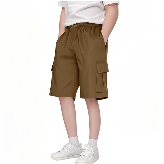 Baby Shorts 6-9 Months Boys School Uniform Golf Shorts Pull On Preppy Shorts Kids Clothes with Pockets Deep Khaki 7-8 Years
