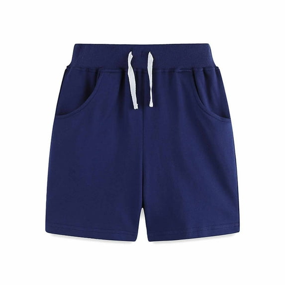 Boys Athletic Shorts Size 8 Solid Color Elastic Waisted Short Pants Drawstring Pocket Shorts Summer Daily Outerwear Sports Shorts Blue 3-4 Years