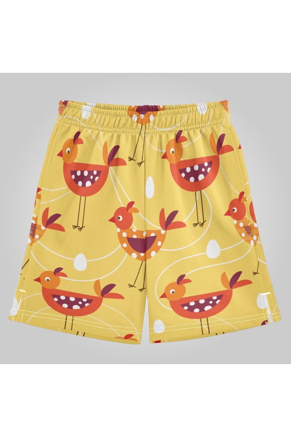 Boys' Athletic Shorts - Thick Polyester, Loose Fit, Full Print - Casual, Streetwear，Turkey