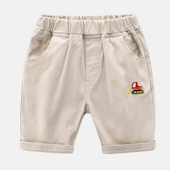 Boys Athletic Shorts Toddler Kids Boys Summer Cartoon Print Casual Shorts Elastic Waist Loose Fit Breathable Shorts Toddler Shorts Khaki 3 Years-4 Years