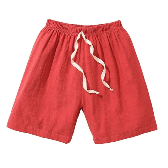 Boys Athletic Shorts Waist Clothes Pants Kids Elastic Cotton Shorts Casual Solid Color Size 5-6 Years