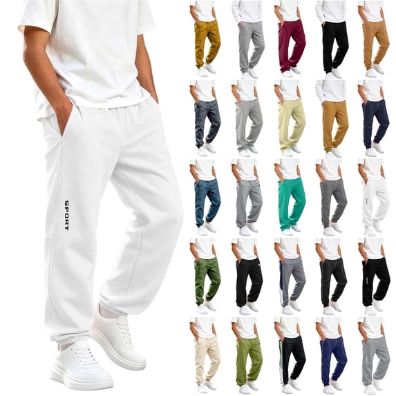 Boys Athletic Sweatpants Relaxed Fit Elastic Bottom Lounge Pants with Deep Pockets for Running or School Casual Wear