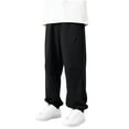 thumbnail image 1 of Boys Athletic Sweatpants Solid Color Workout Kids Fall Clothes Elastic Waisted Joggers Pants with Pockets Dressy Pants for Kids Black 9Y, 1 of 4