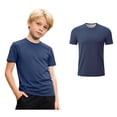 thumbnail image 1 of Boys Athletic T Shirts Kids Quick Dry Sports Navy Tees Tops Cooling Shirt Short Sleeve Rash Guard Kids Top for Boys Girls 4T, 1 of 6