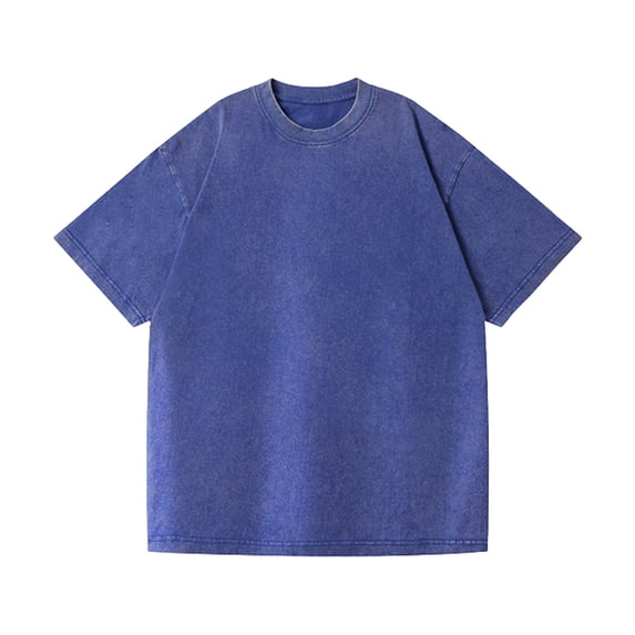 Boys Athletic T Shirts Size 3-12 Years Loose Fit Tshirt Summer 100%Cotton Distressed Washed Vintage Short Sleeve Crew Neck Tee Tops Blue 7 Years