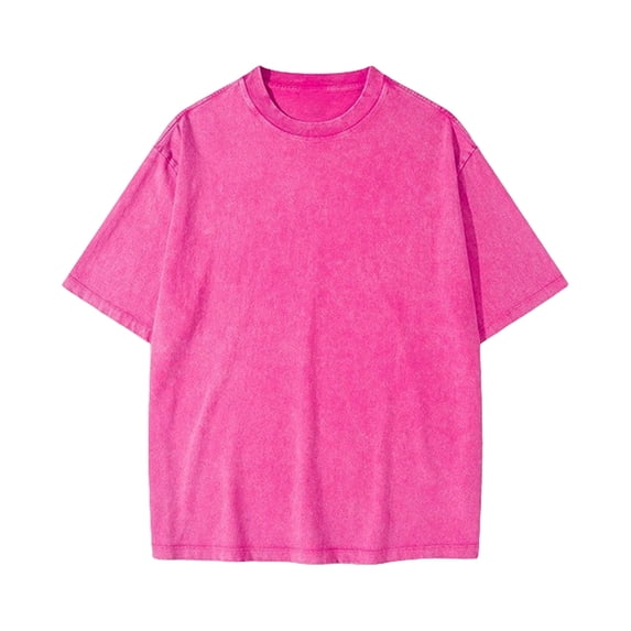 Boys Athletic T Shirts Size 3-12 Years Loose Fit Tshirt Summer 100%Cotton Distressed Washed Vintage Short Sleeve Crew Neck Tee Tops Hot Pink 9 Years