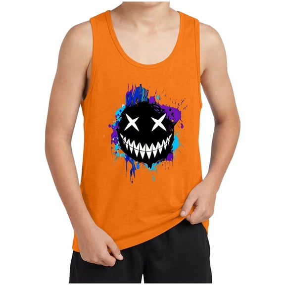 Boys Athletic Tank Tops Fashion Printed Crewneck Sleeveless Loose Shirts Summer Soft Clothes for Boys Size 3-15