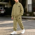 thumbnail image 1 of Boys Athletic Tracksuit 2-Piece Set Green Full-Zip Hoodie & Jogger Pants,Size 14-15 T, 1 of 5