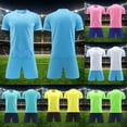 thumbnail image 1 of Boys Athletic Wear Ndbuld Children's Short Sleeve Top With Elastic Waist Shorts Sportswear And Soccer Set For Middle And Big Kids Blue XS, 1 of 8