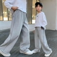 thumbnail image 1 of Boys Athletic Wide Leg Sweatpants Elastic Waist Casual Fall Sports Open Bottom Youth Baggy Pants for Kids, 1 of 8