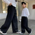 thumbnail image 1 of Boys Athletic Wide Leg Sweatpants Elastic Waist Casual Fall Sports Open Bottom Youth Baggy Pants for Kids, 1 of 7