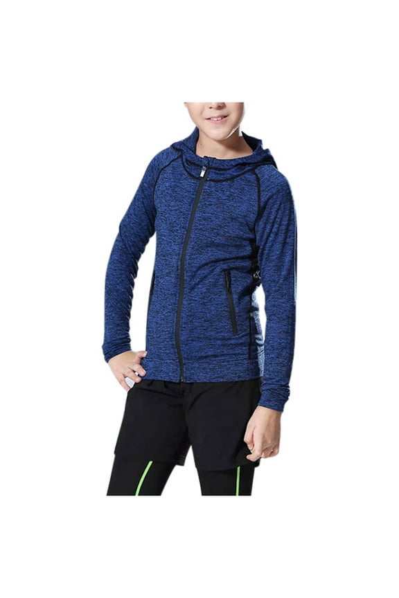 Boys Athletic Zip Up Hoodie Long Sleeve Pullover for Kids Youth Training Jacket Lined Comfort Wear