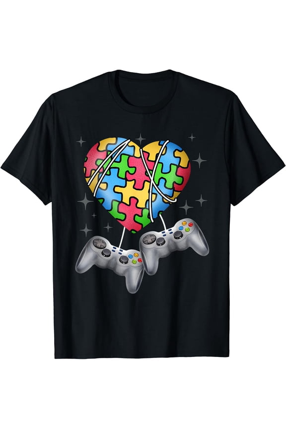 Boys Autism Gift Game Autism Awareness Month Day Men Kids T-Shirt Black 2X-Large