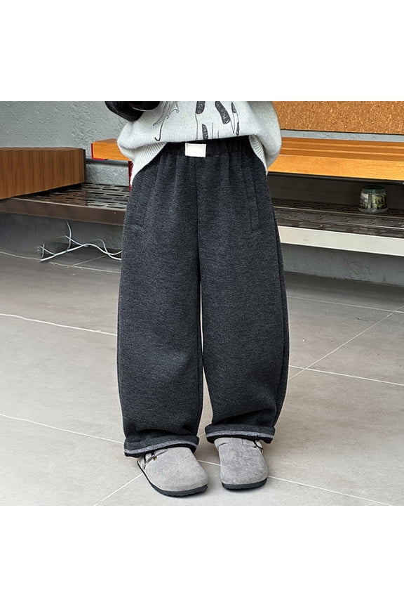Boys Autumn Winter Casual Trousers Korean Style Fashion Lined Soft Comfortable Warm Pants