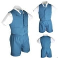 thumbnail image 1 of Boys Baby Toddler Formal Wedding Teal Turquoise Aqua Vest Sets Shorts Suits S-4T, 1 of 6