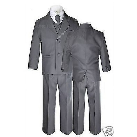 Boys Baby Toddler Teen Formal Wedding Dark Gray Grey Silver Tuxedo Suits Sz S-20