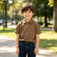 thumbnail image 1 of Boys Back to School Short Sleeve Polo Shirt Khaki Performance Tee Kids Collared Golf Shirt School Uniform 4T, 1 of 4