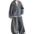 thumbnail image 1 of Boys Baggy 2 Piece Outfits Kids Quarter Zip Pullover Sweatshirt Pants Tween Fashion Athletic Tracksuit Clothing Set Clothes, 1 of 5
