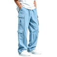 thumbnail image 1 of Boys Baggy Cargo Pants with Multiple Pockets Drawstring Elastic Waist Utility Outdoor Hiking Pants for School Daily Wear (Ages 5-15 Years), 1 of 8