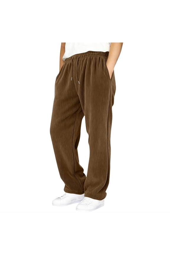 Boys Baggy Corduroy Pants Elastic Waist Wide Leg Y2K Hip Hop Kids Loose Fit Trousers Streetwear Brown 11 Y 12 Y